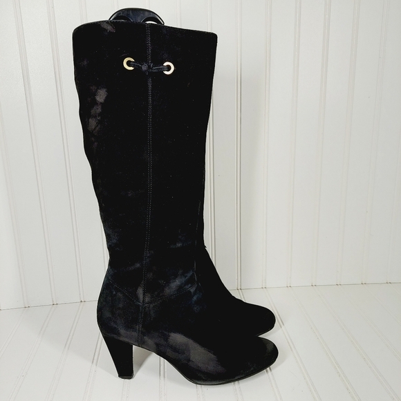 Bandolino Women's Bacia Black Suede Leather Side Zipper Tall Heeled Boots B386 - Picture 7 of 16